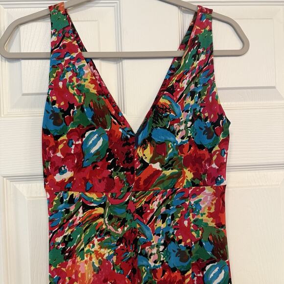 Lauren Ralph Lauren Faux Wrap Dress Sz 6 Floral Stretch Vibrant Jersey Ruched - Picture 6 of 12